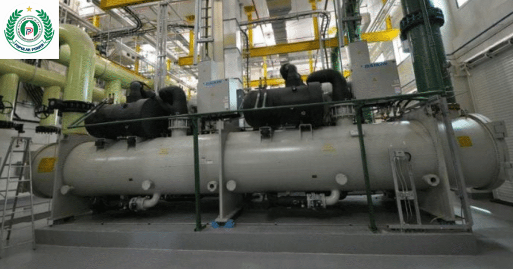 High-performance industrial HVAC chiller installation by Popular Power Technical Services L.L.C in UAE – expert MEP, cooling, and energy-efficient engineering solutions for commercial and industrial buildings.